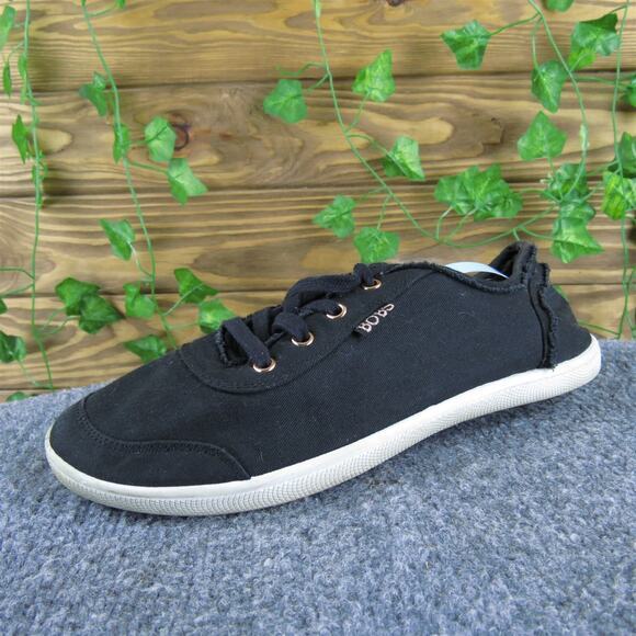 Bobs By Skechers Women's Rosegold Memory Foam Sneaker Black Fabric Sz 8.5 Medium - Picture 1 of 7